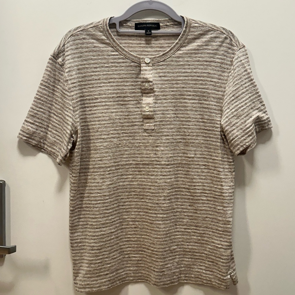 Banana Republic Men's Short Sleeve Striped Henley